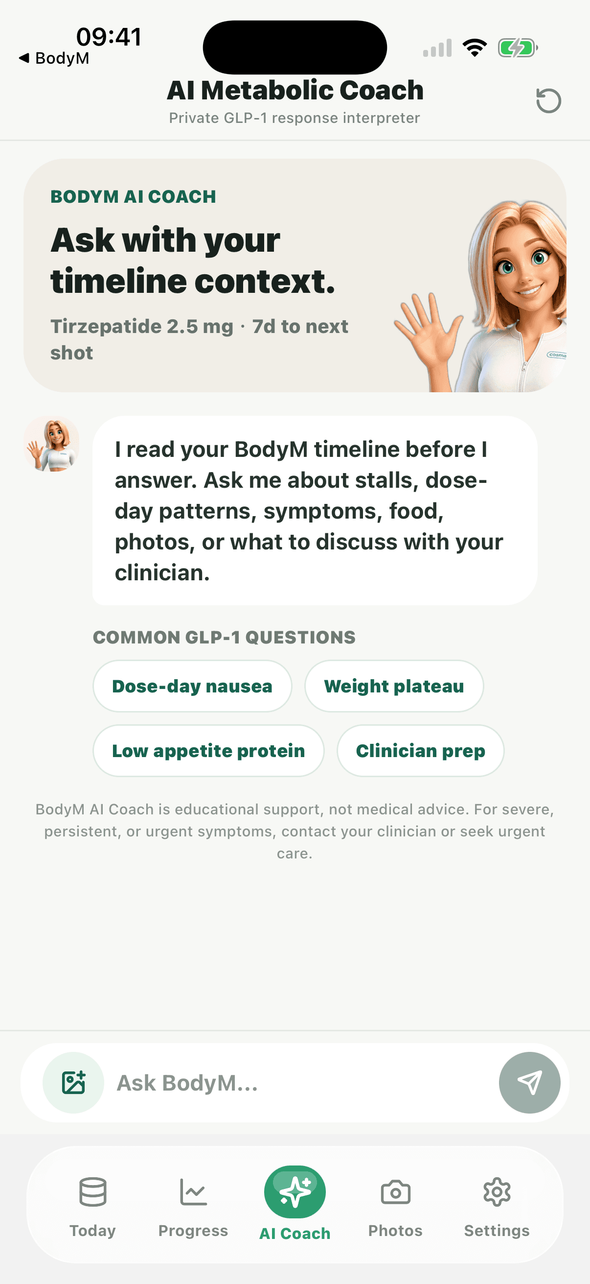 BodyM AI Coach screen preview