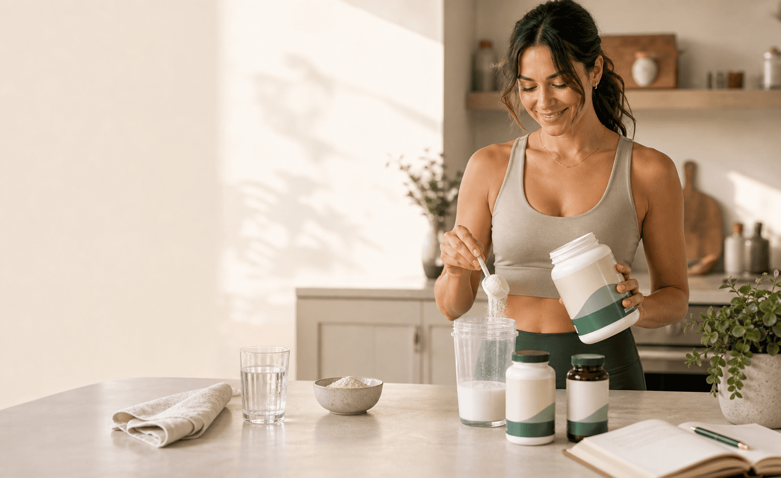 Woman preparing a GLP-1 support routine